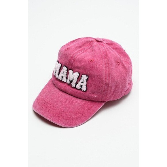 Fuschia Mama Washed Sherpa MAMA Baseball Cap - Picture 1 of 7